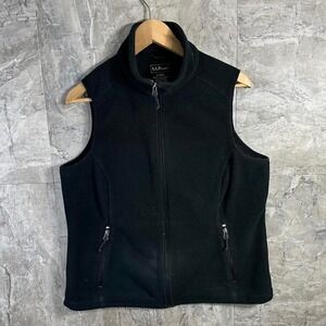 Black L.L.Bean fleece vest Woman's Large Zip Up  #fleecevest
